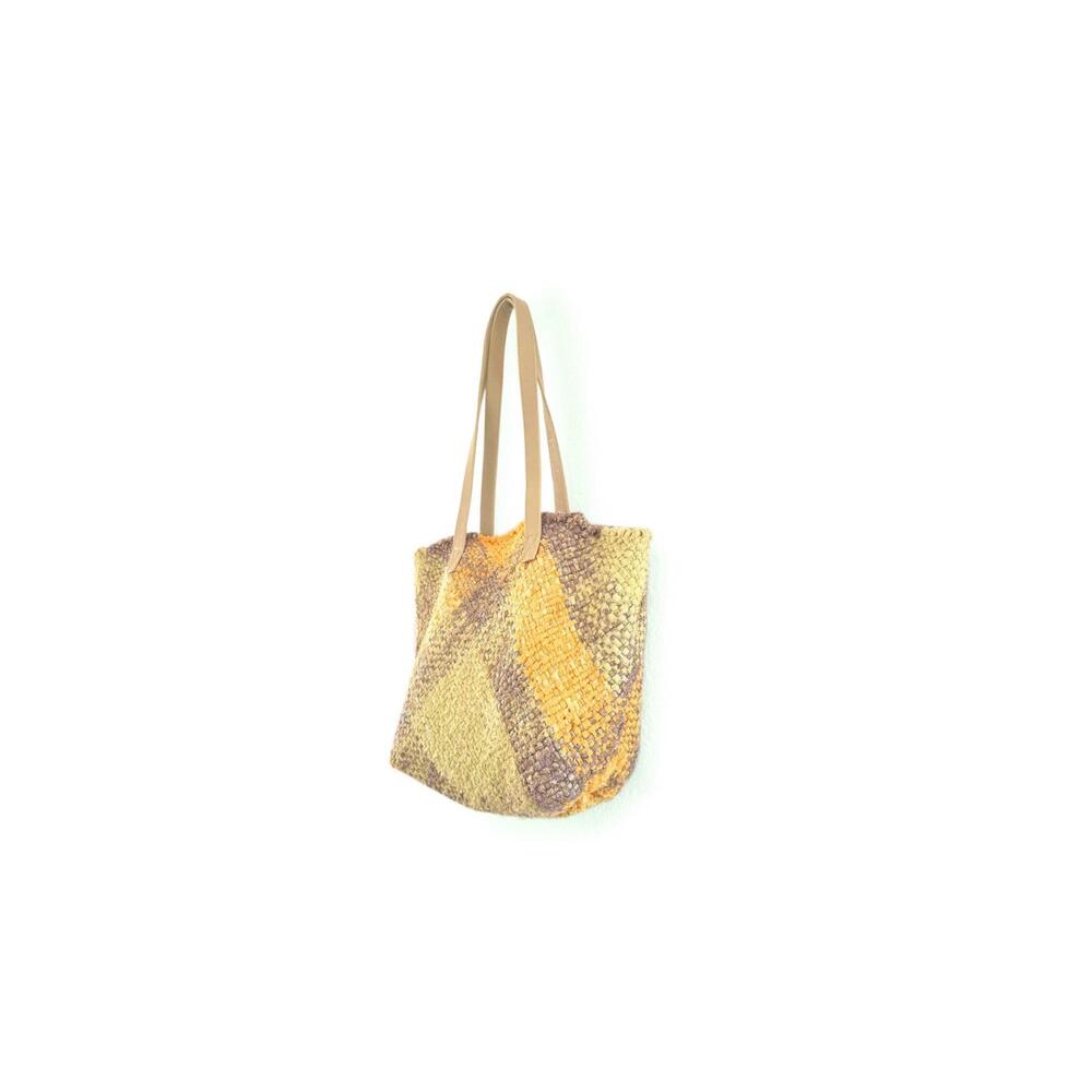 NEW CLARAMONTE women's lilo woven tote bag in yellow multi